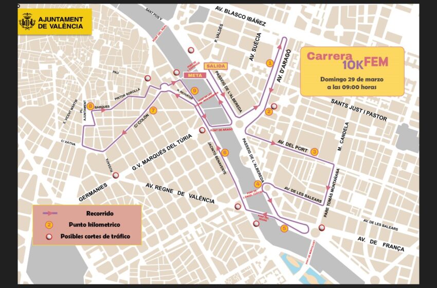 L’Ajuntament habilita un dispositiu de trànsit per la celebració de la 10K Femenina i del Carnaval de Russafa